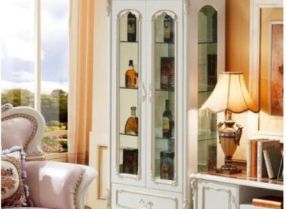 Klassische Vitrine Glaschrank Holz Schrank Weiß Schränke Möbel Einrichtung